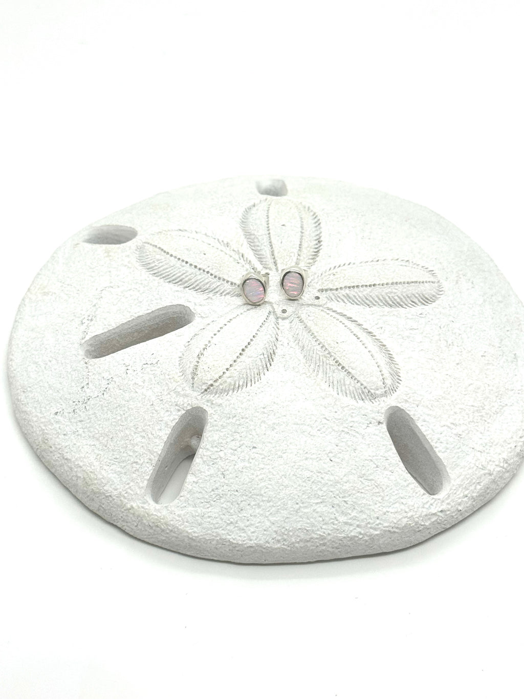 White fire opal oval earrings