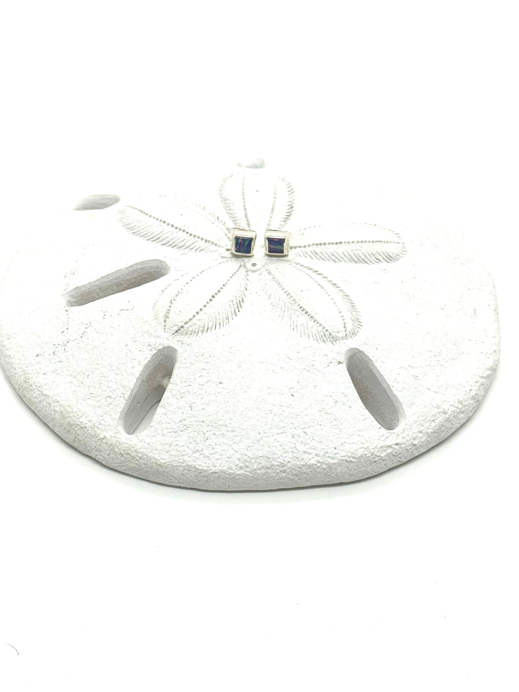 Blue fire opal Square earrings