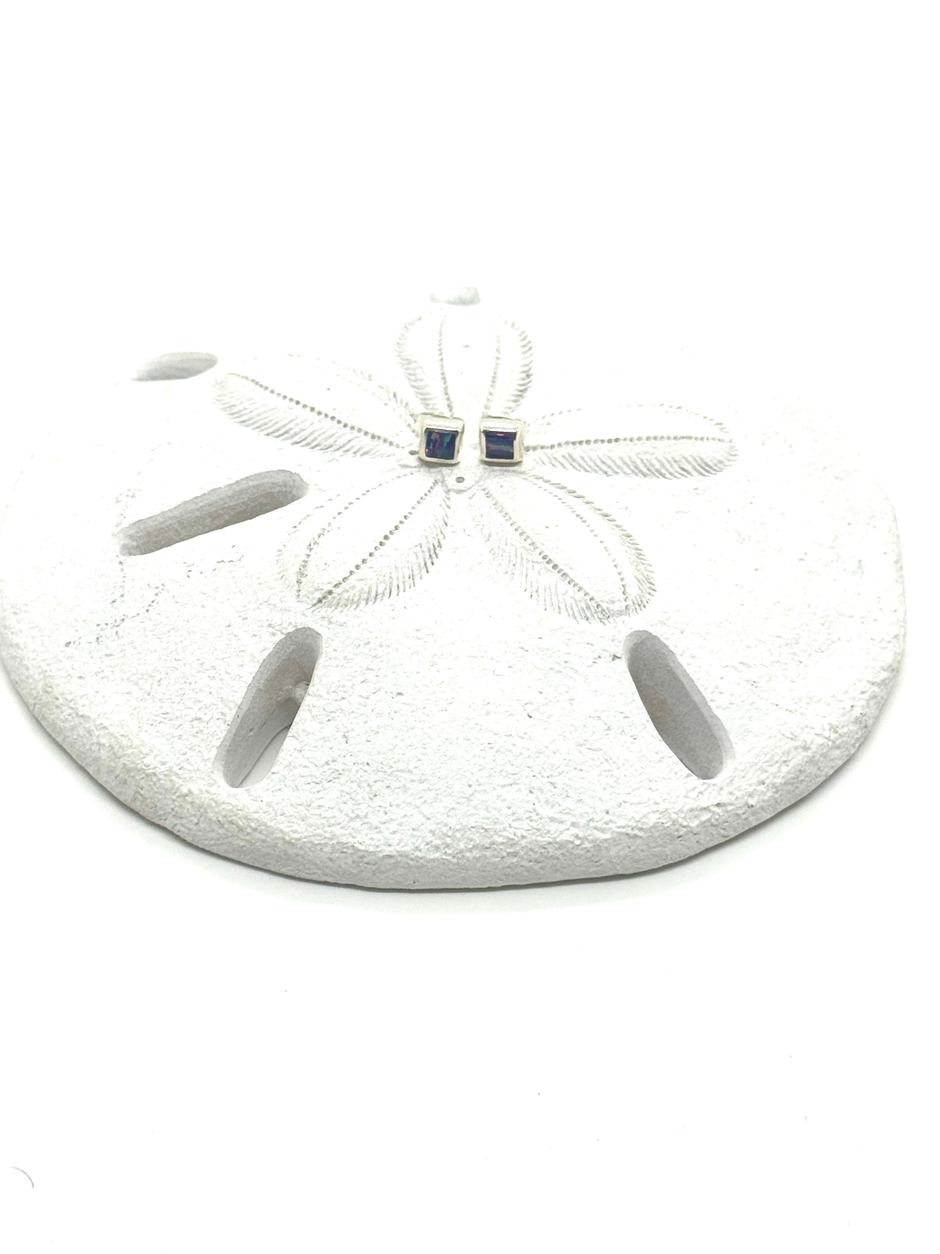 Blue fire opal Square earrings