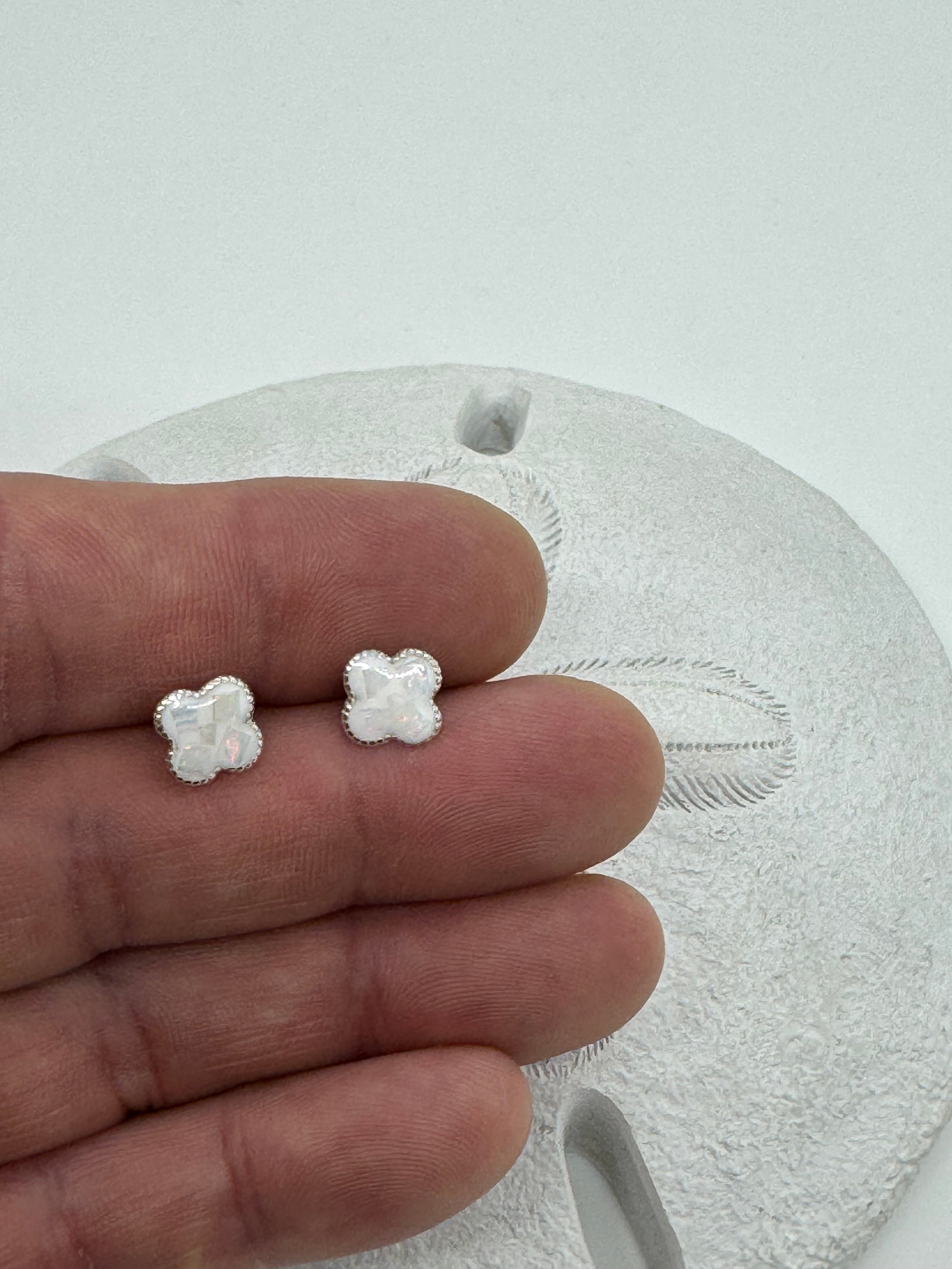 Quatrefoil fire opal earrings