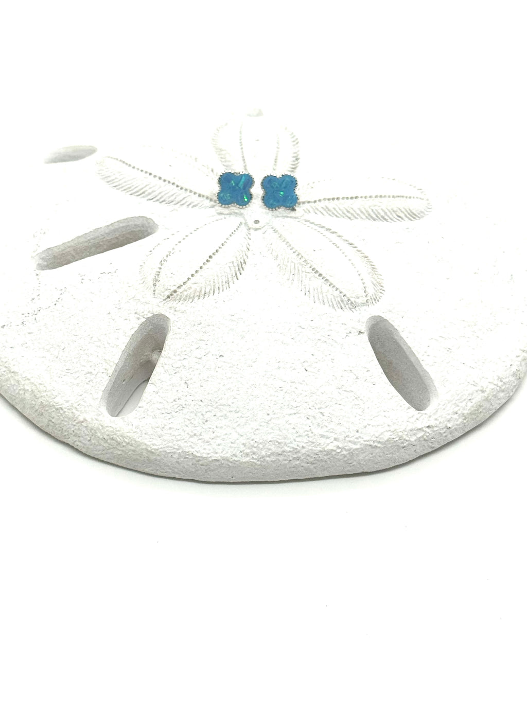 Quatrefoil fire opal earrings