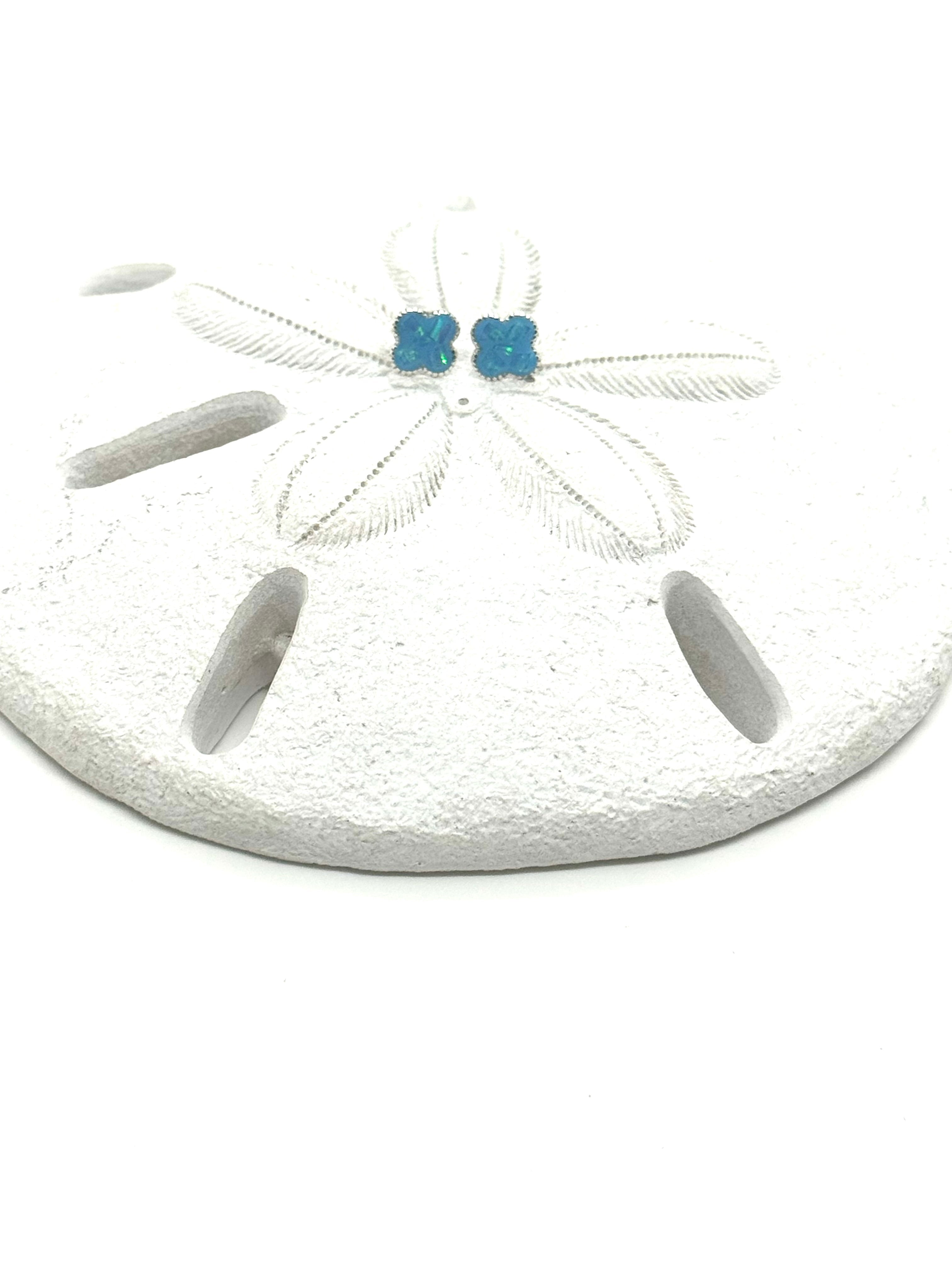 Quatrefoil fire opal earrings