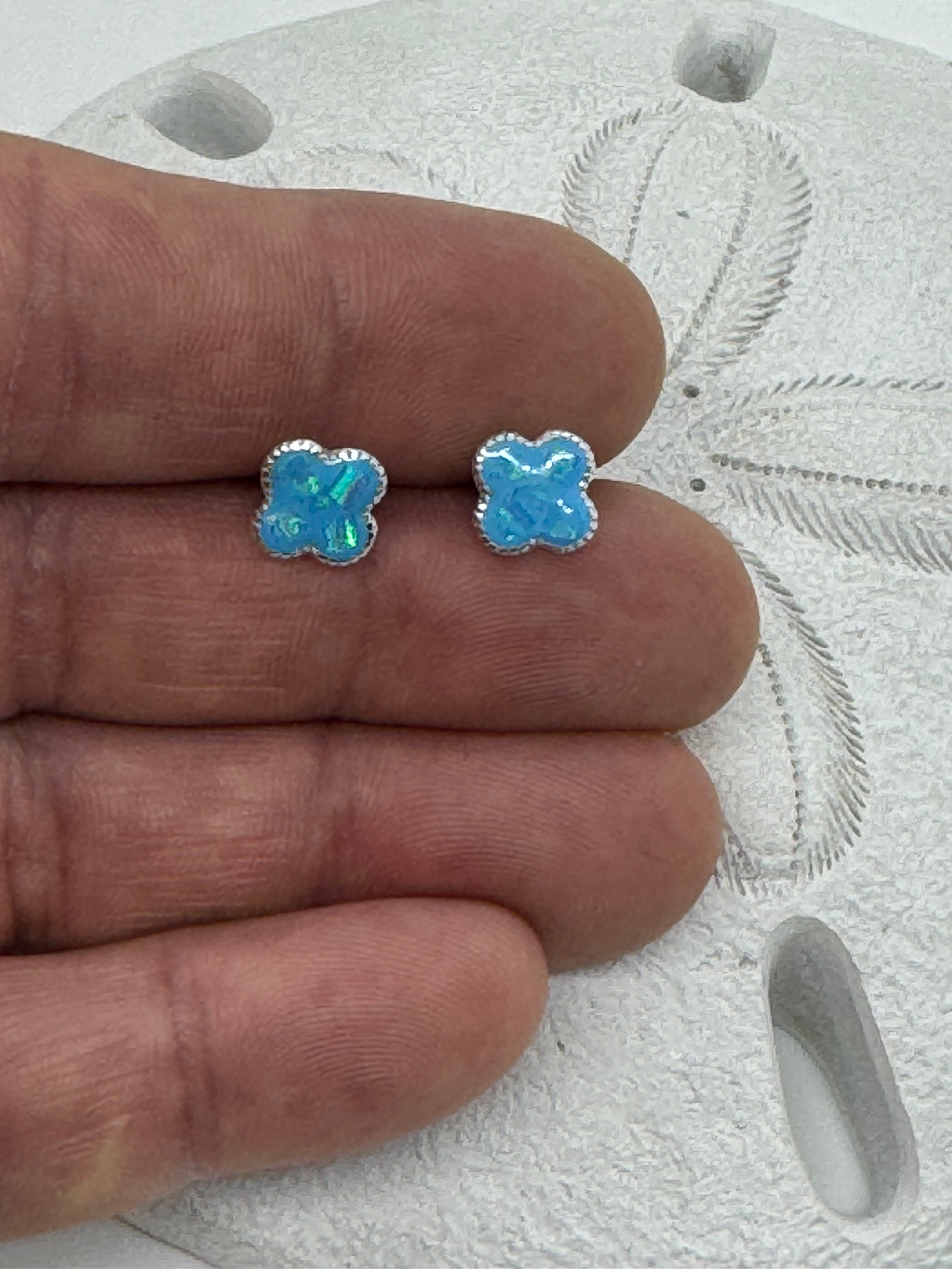 Quatrefoil fire opal earrings