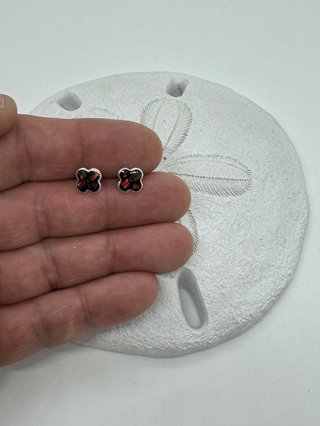 Quatrefoil fire opal earrings