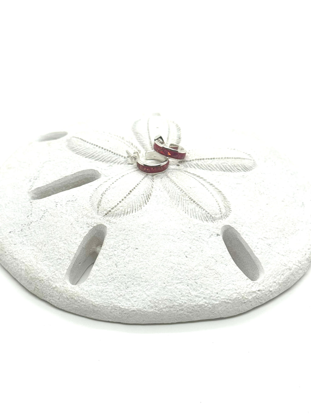 Pink fire opal hoop earrings