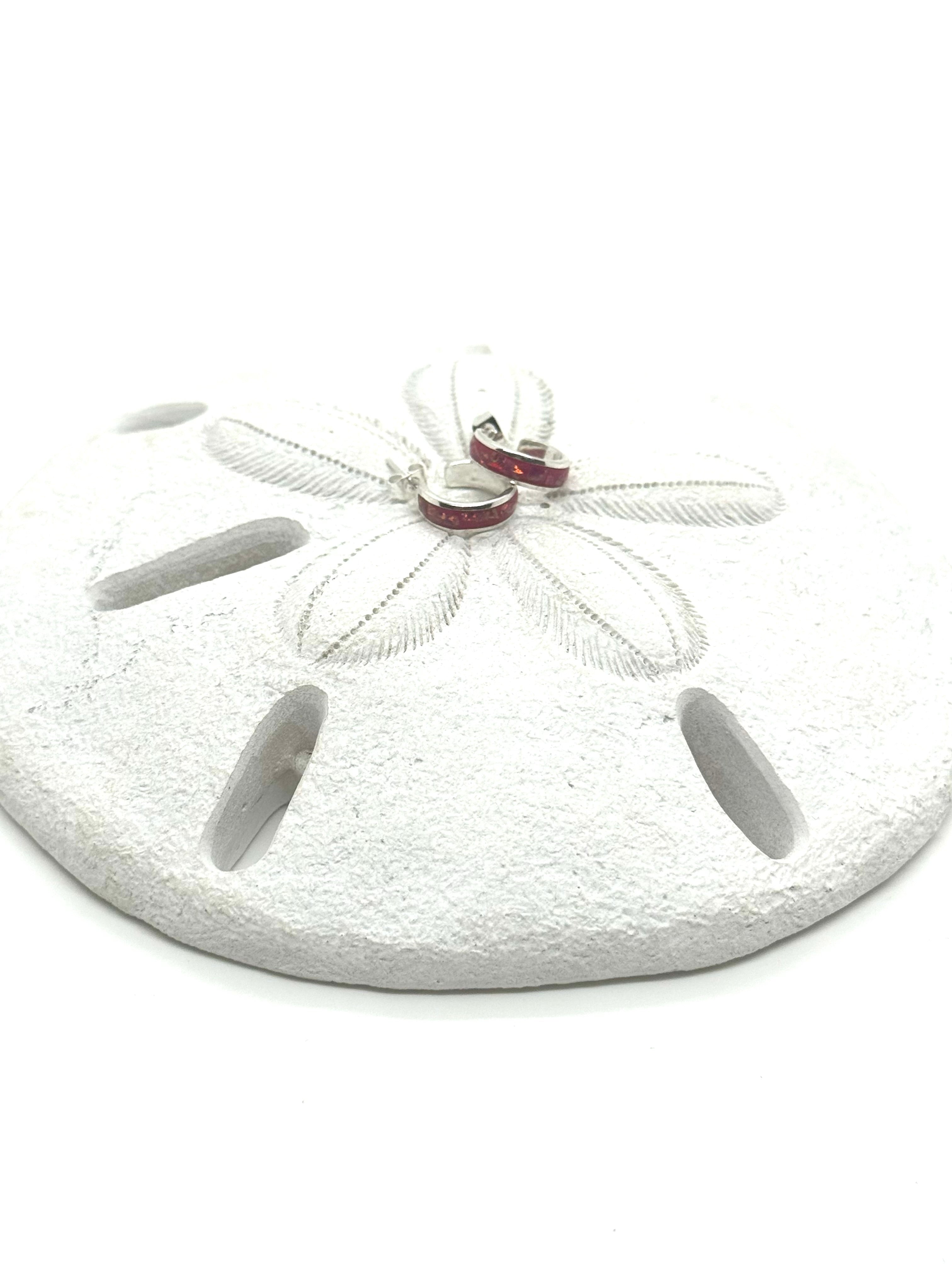 Pink fire opal hoop earrings