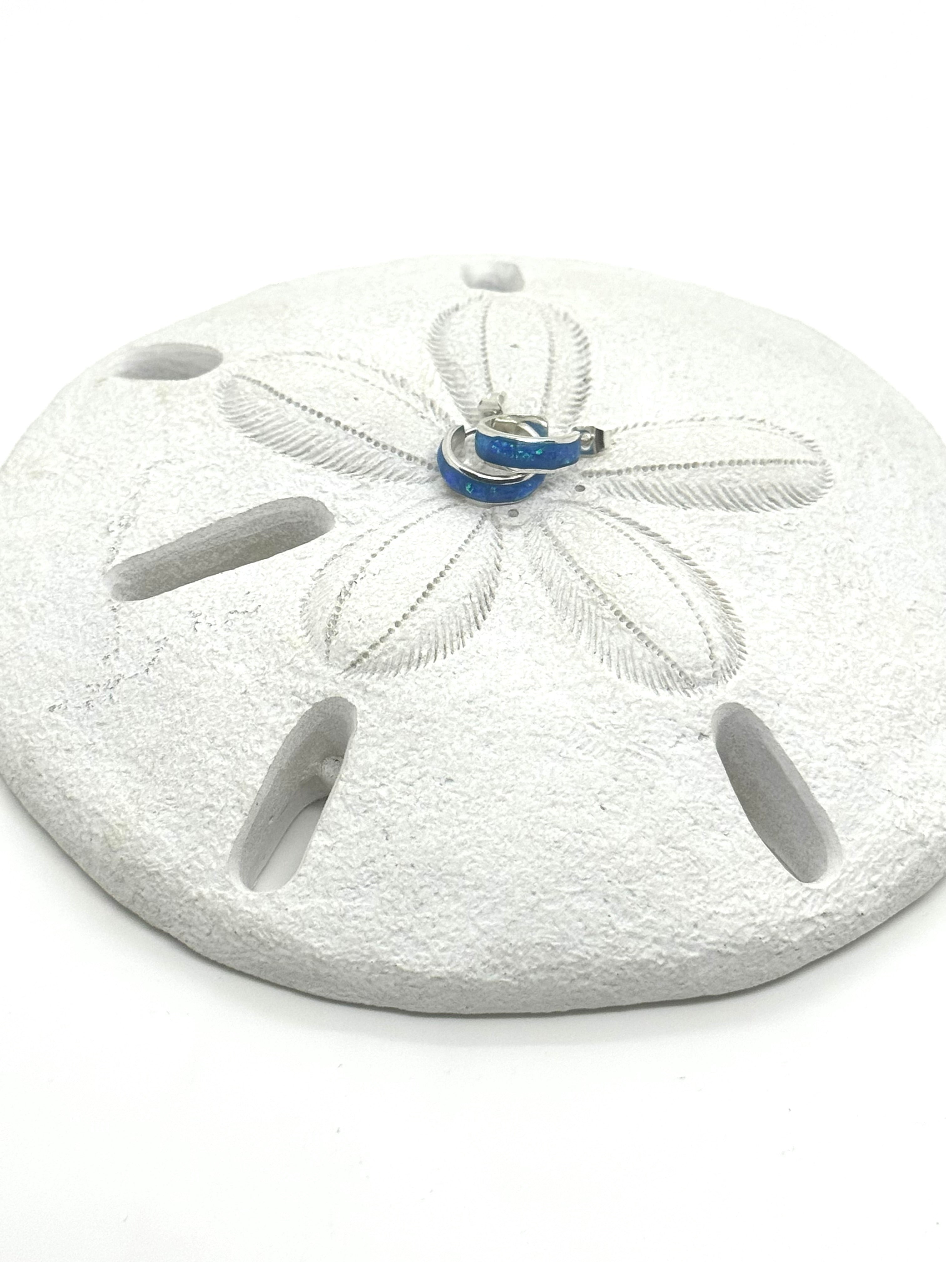 Blue fire Opal  post hoop earrings