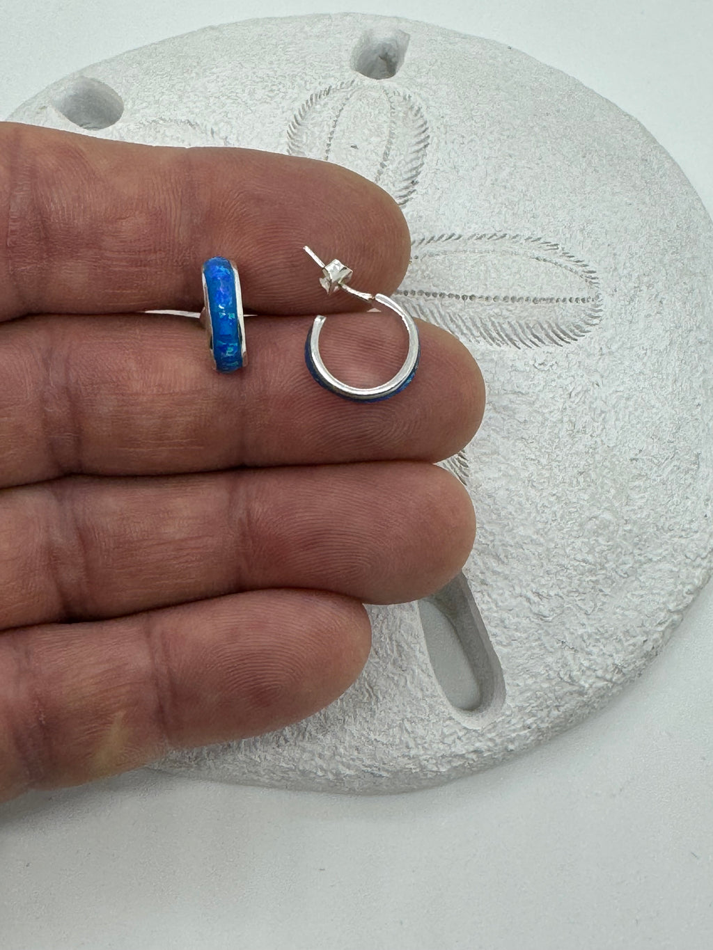 Blue fire Opal  post hoop earrings