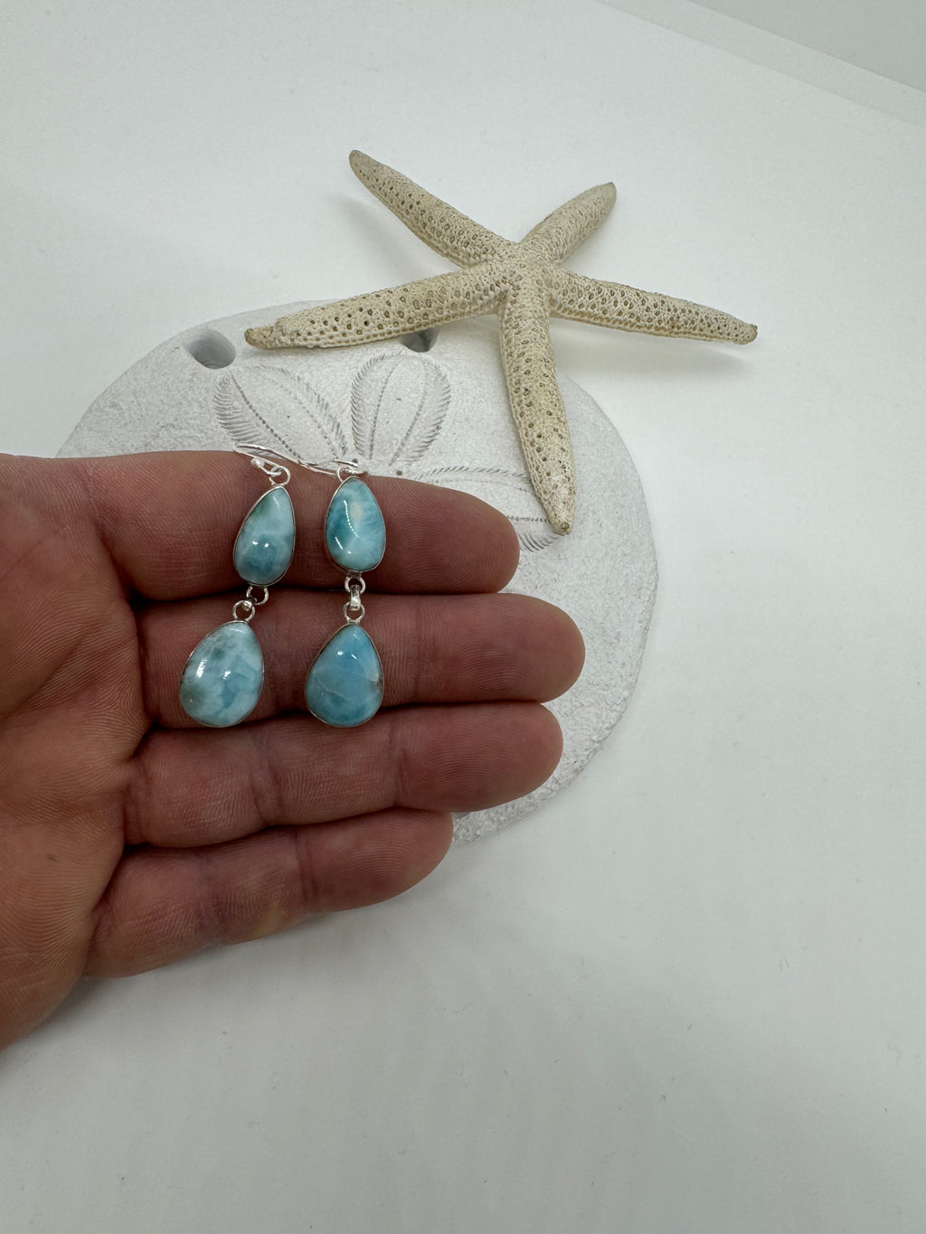 double drop Larimar earrings