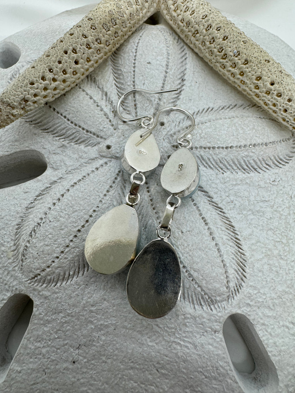 Double hanging Larimar earrings