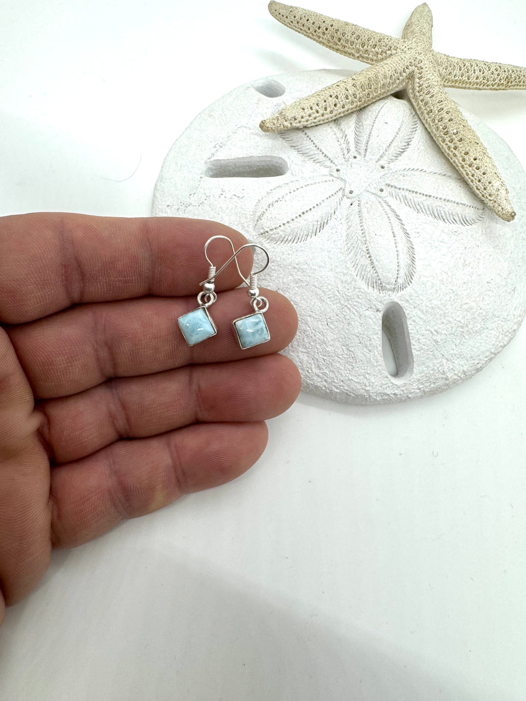 Triangle Larimar hanging earrings
