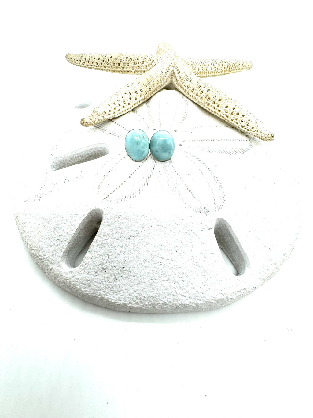 Large Larimar post earrings