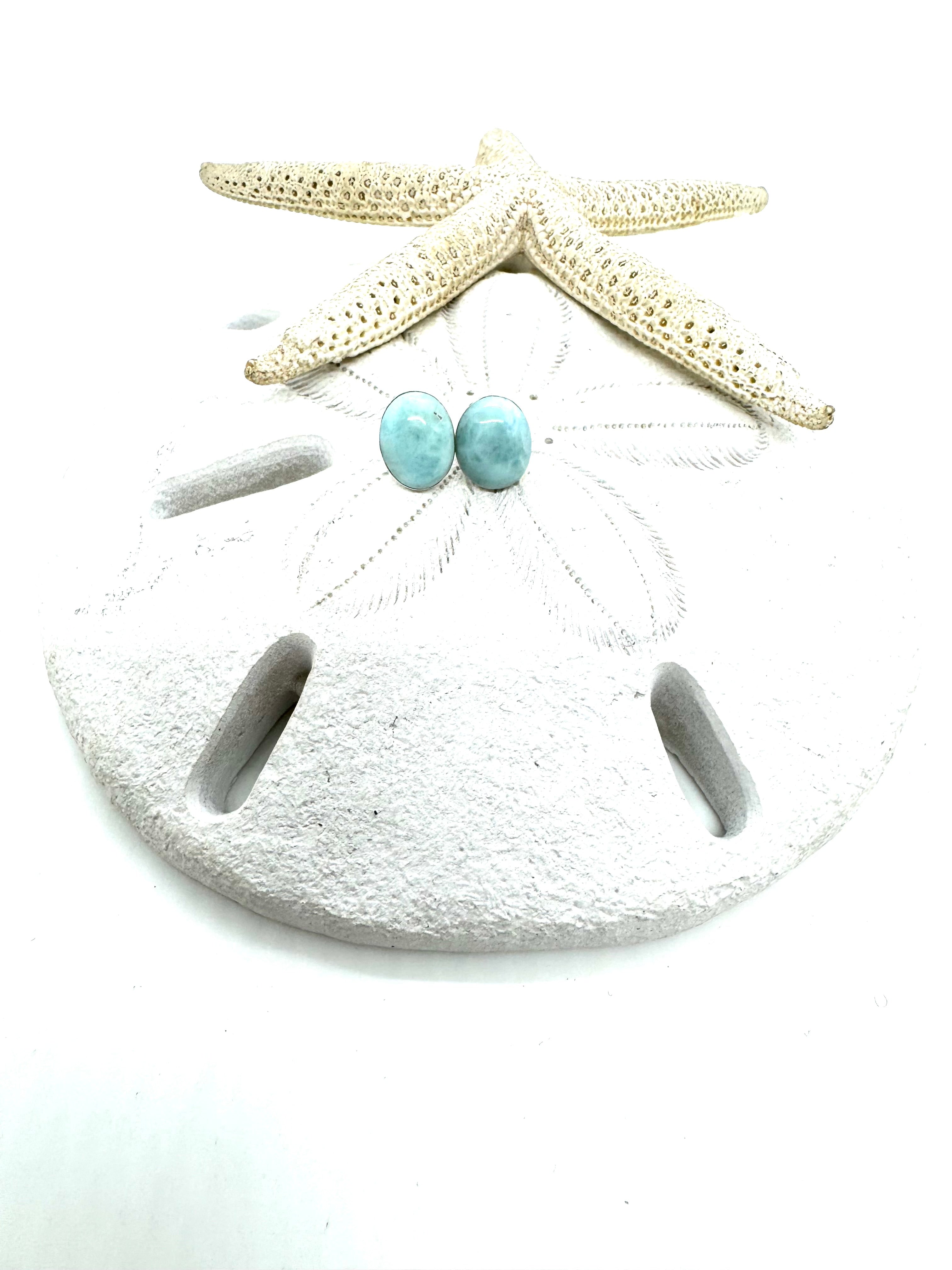 Large Larimar post earrings