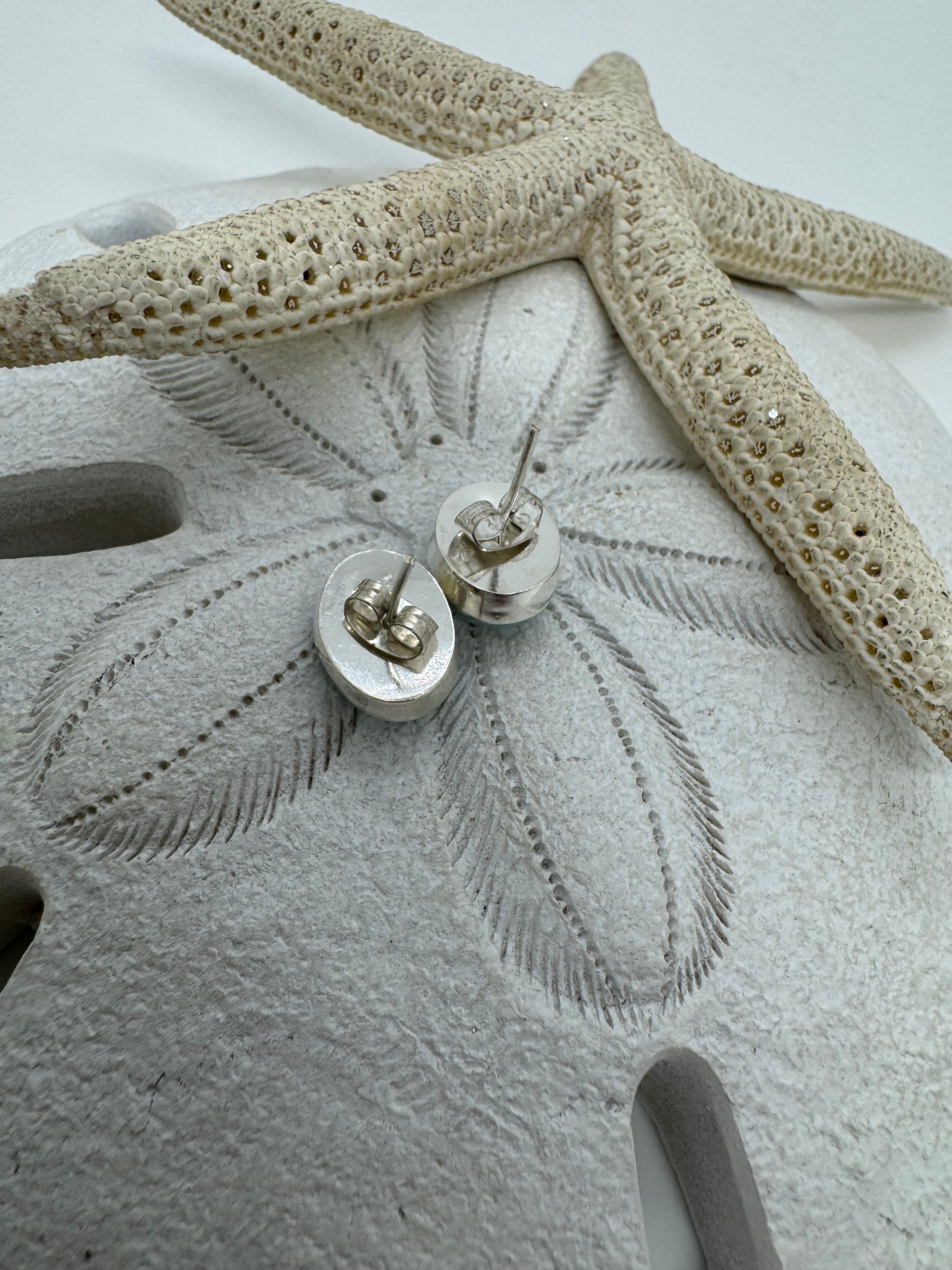 Large Larimar post earrings