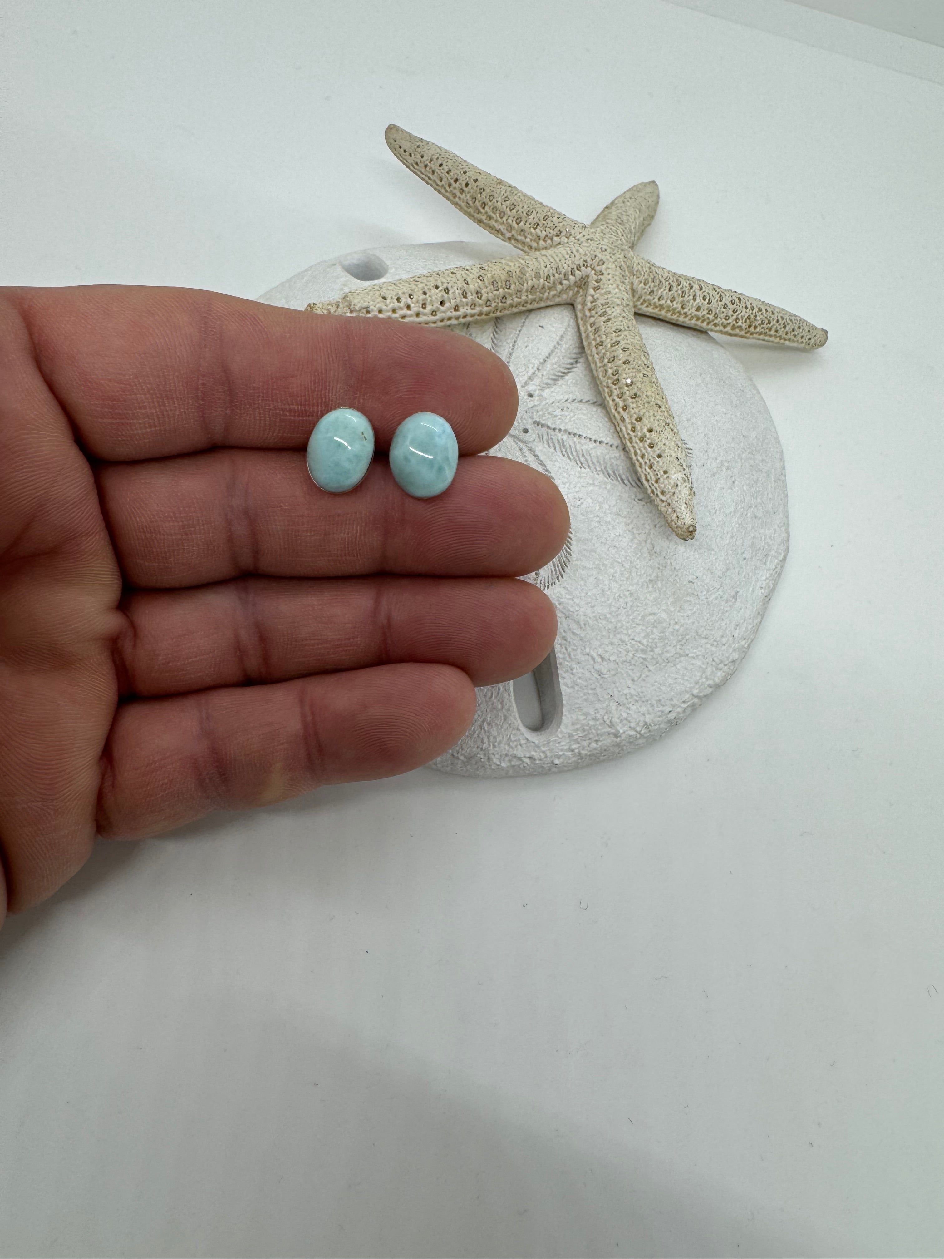 Large Larimar post earrings