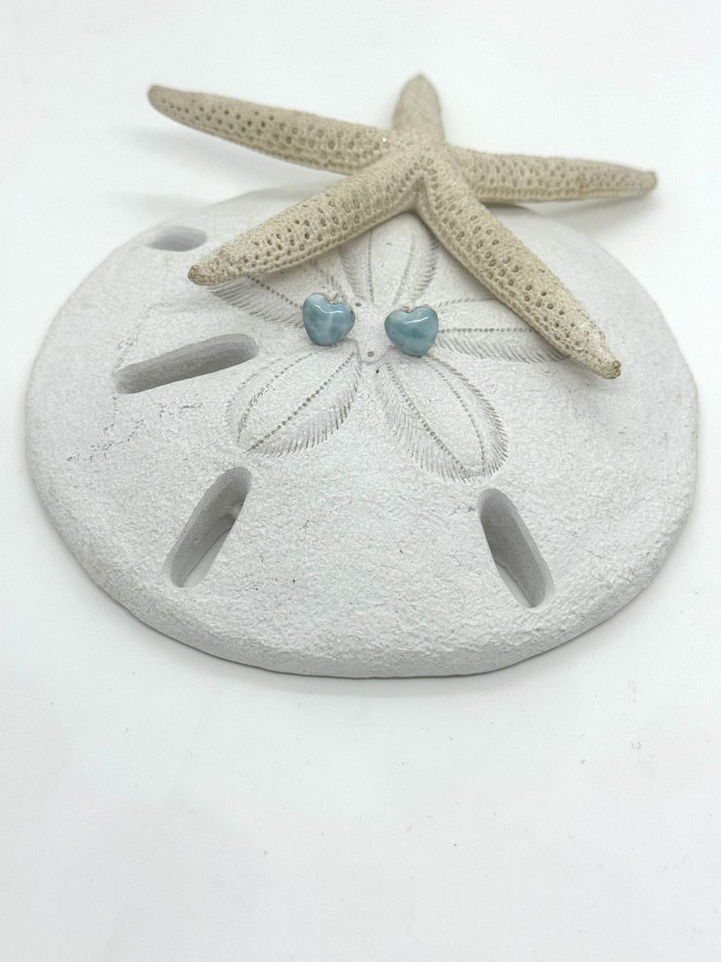 Heart Larimar post earrings