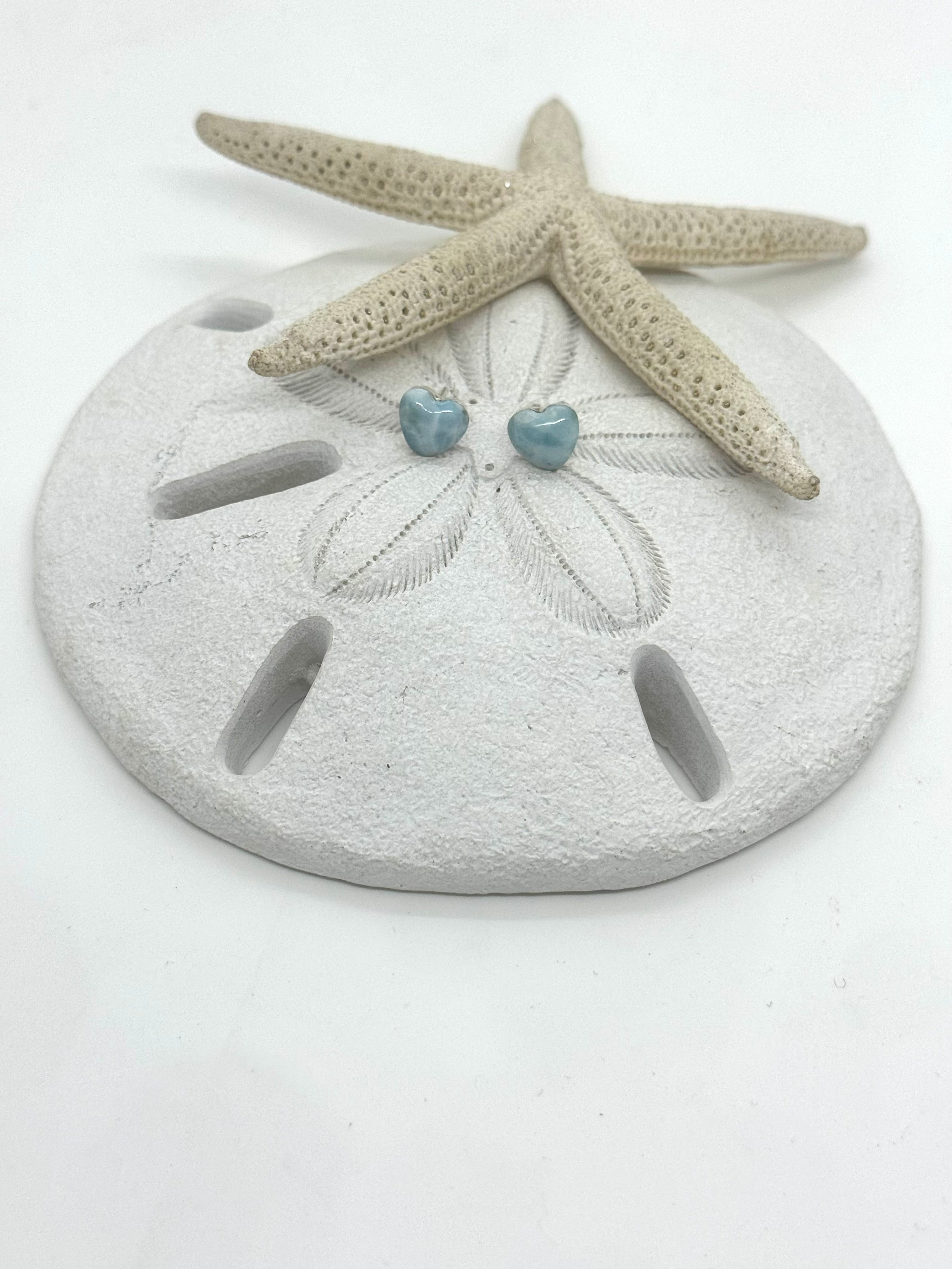 Heart Larimar post earrings