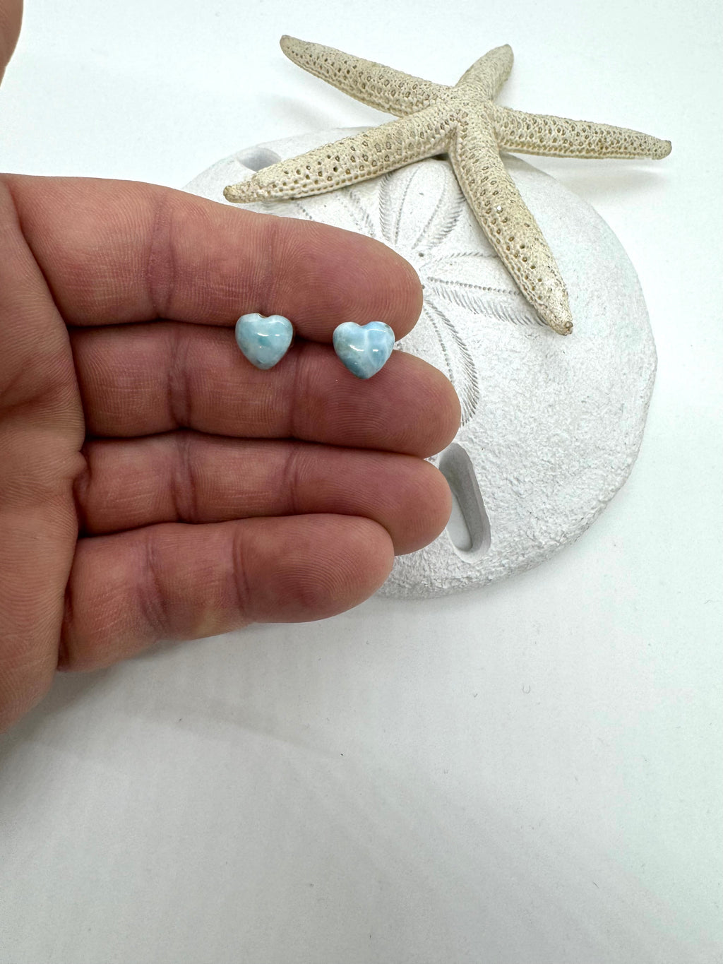 Heart Larimar post earrings