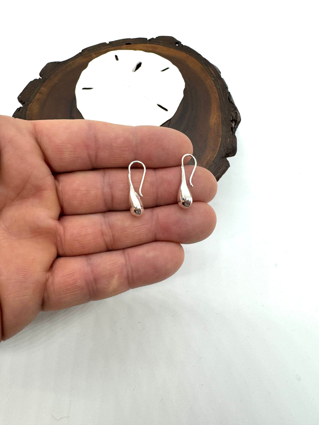 Small silver drop earrings