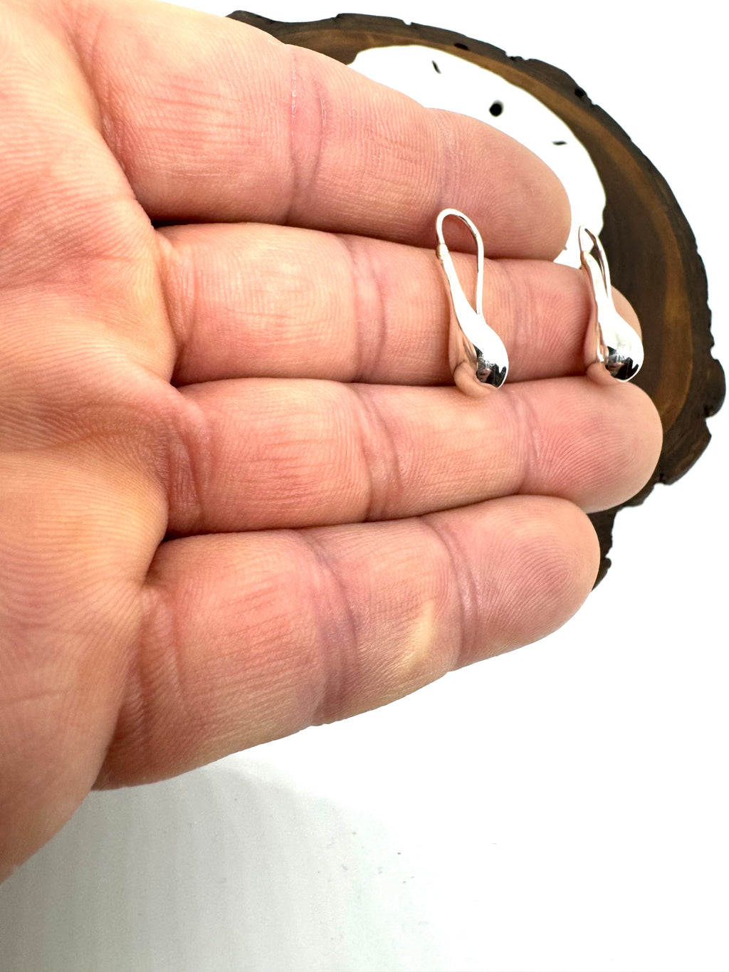 Small silver drop earrings