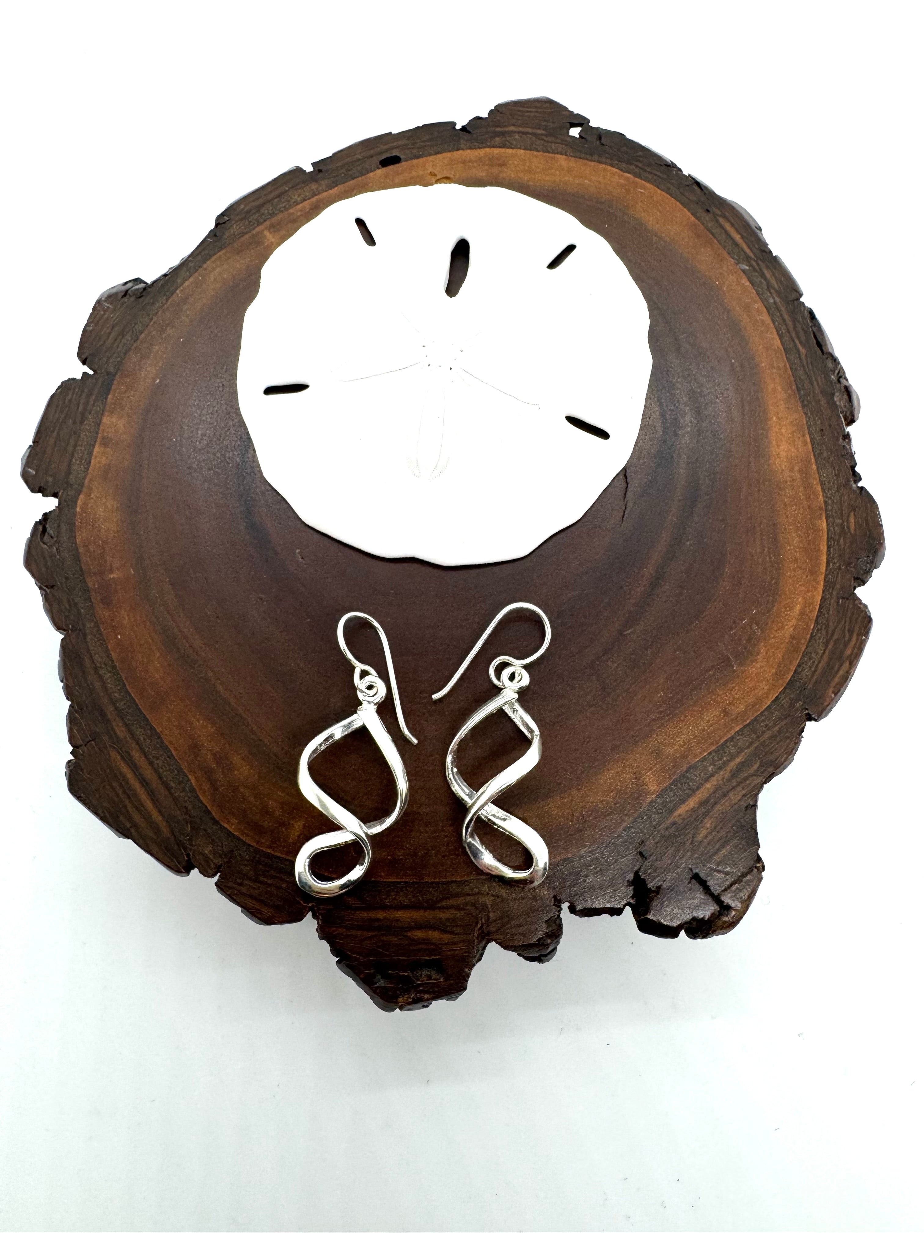 Spiral silver hanging earrings