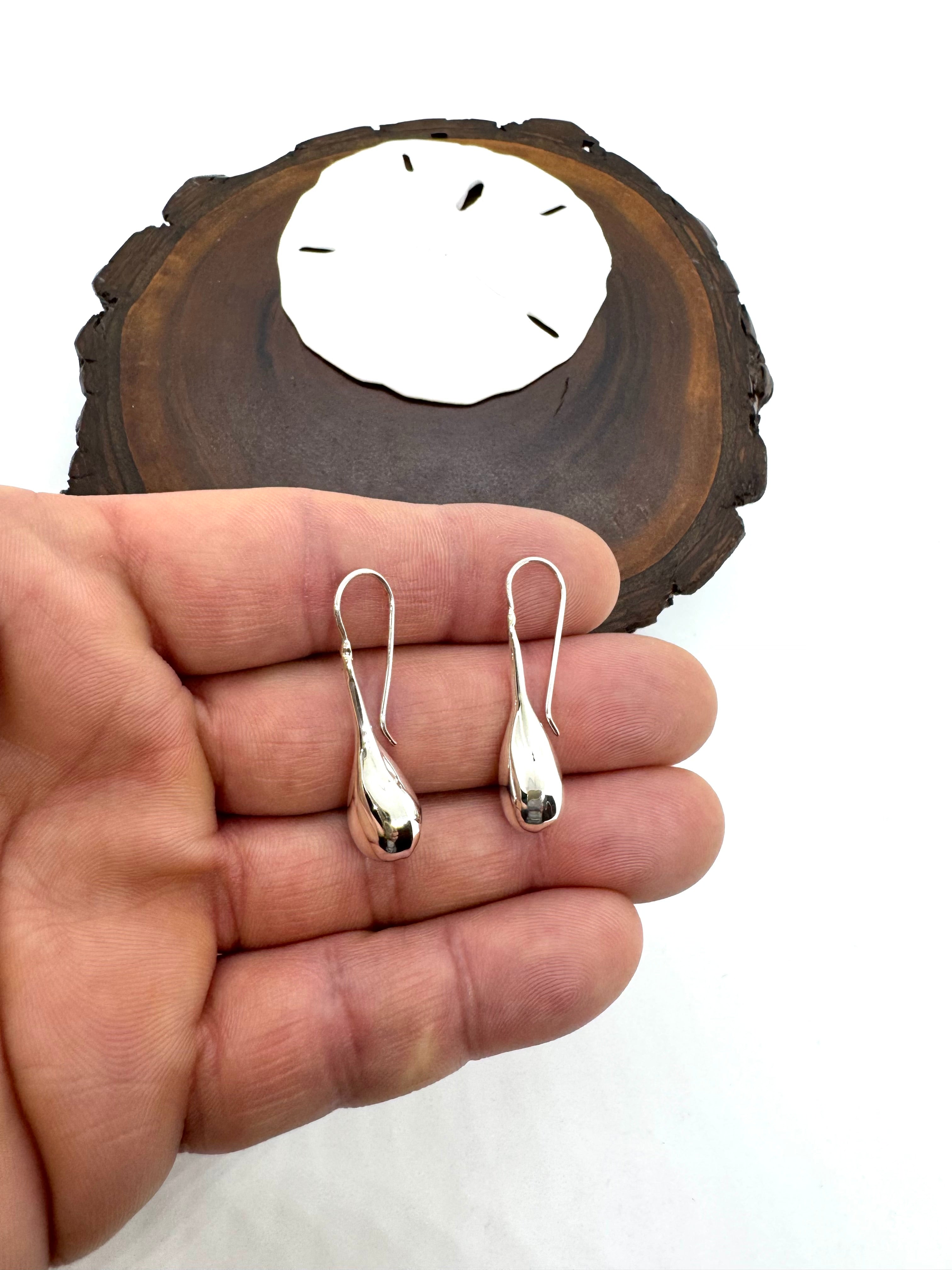 Medium silver drop earrings