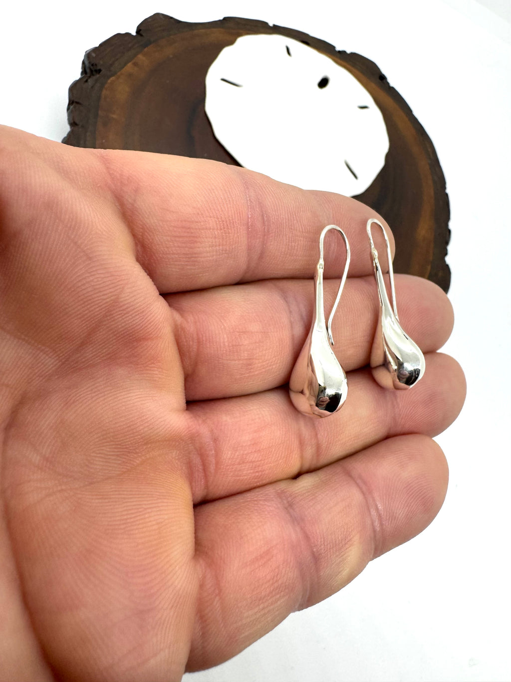 Medium silver drop earrings