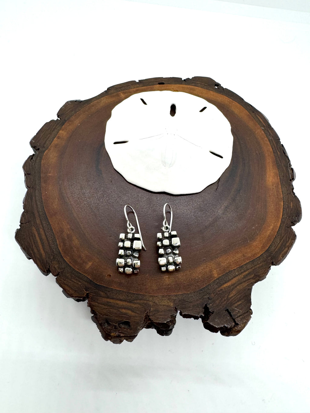 Silver nugget hanging earrings