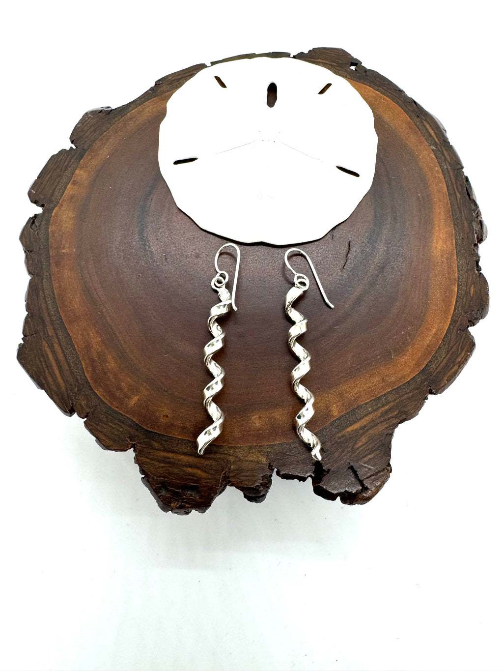 Silver twist hanging earrings